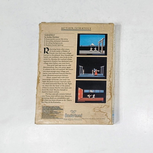 Karateka PC Big Box used, action fighting game by Broderbund