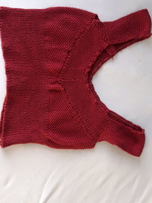 Knitted short bustier like new, cotton, burgundy
