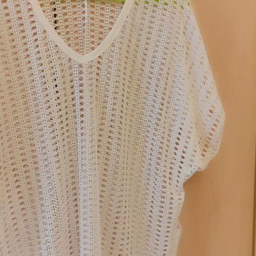 White beach dress, new, perforated