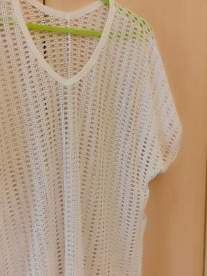 White beach dress, new, perforated