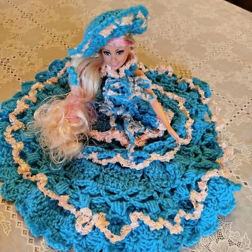 Doll with handmade dress and hat new