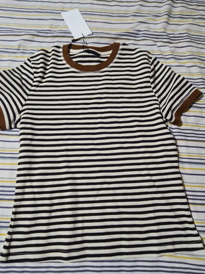Zara striped blouse new, beige and brown, size M