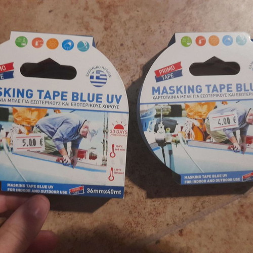 Primotape blue masking tapes for indoor and outdoor use, pack of 2