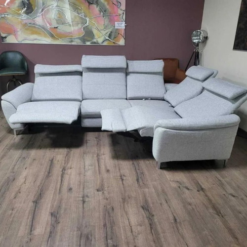 Gray HUKLA M-Bavero corner sofa new with electric relax mechanism