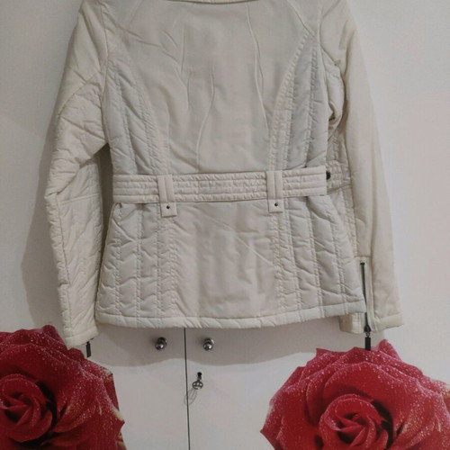 Girls' quilted jacket like new, cream and beige