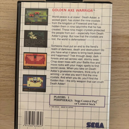 Golden Axe Warrior Sega Master System game used, English complete