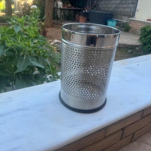 Small nickel-plated office trash bin 12 liters, like new