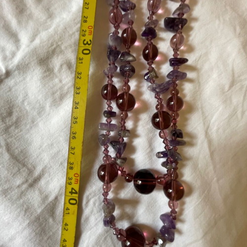Amethyst large handmade vintage necklace like new, length 44 cm
