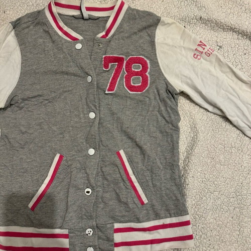 College jacket like new, gray and pink, size S