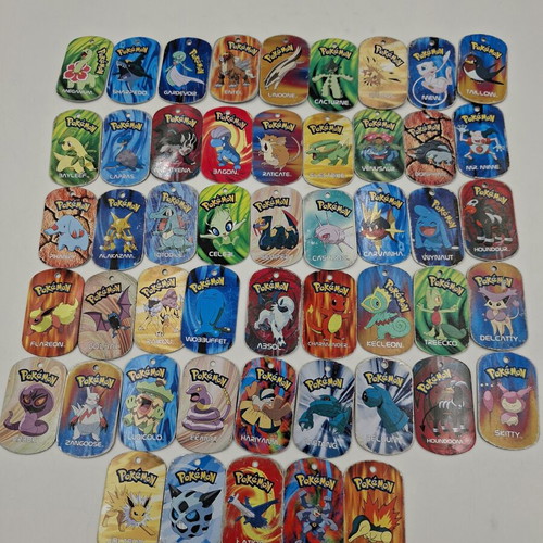Pokemon metal tags used, lot of 50 original 2006
