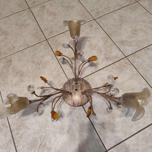 Ceiling light set classic vintage design with 1 nine-light and 3 three-light fixtures