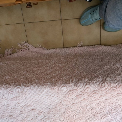 Cotton quilt blanket used, super king size, pink 2.40×2.70