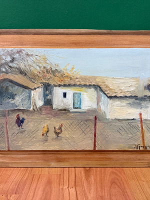 Έργο τέχνης Άννα Γρηγόρα μεταχειρισμένο σε κορνίζα, θέμα Εξοχή