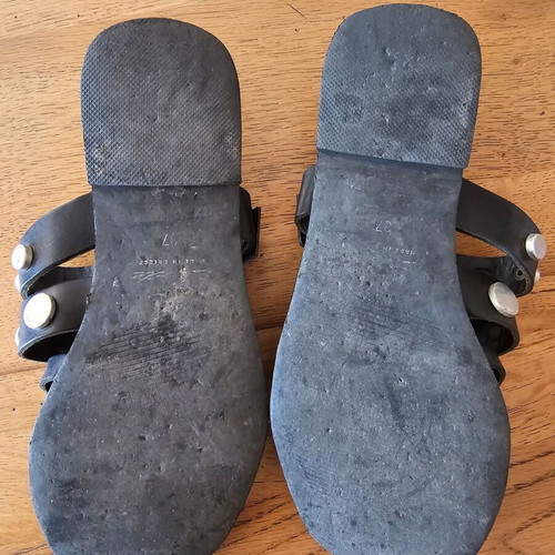 Sante women's sandals used, genuine leather, black, size 37