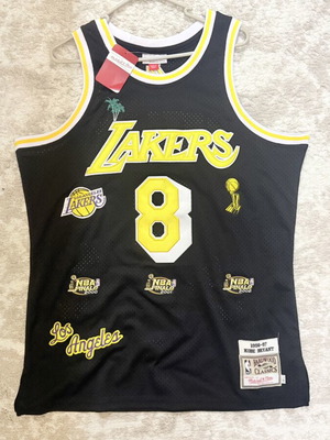 La Lakers Mitchell & Ness Jersey 8 Full Embroidery Logo Large New