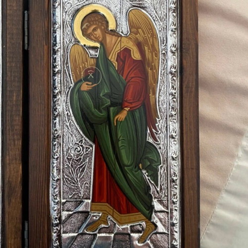 Collectible triptych icon Rhodon the Amaranth new, Archangel Gabriel & Archangel Michael