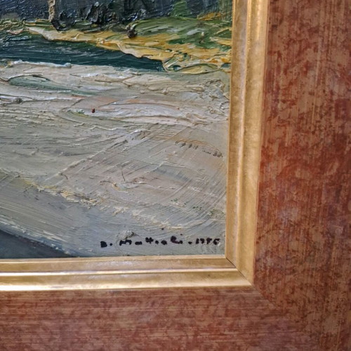 Oil painting by Armeno Mattioli like new, Mount Athos landscape 50x40 cm
