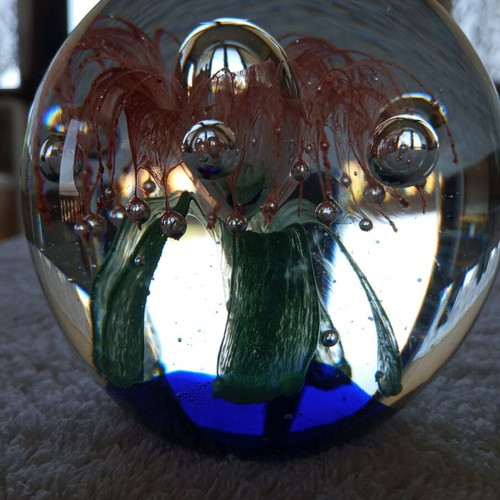 Murano ball new, glass, large 10×10 cm