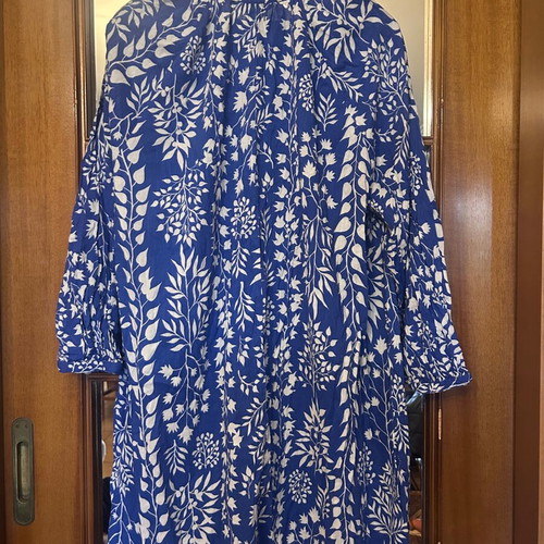H&M Blue and White Floral Kaftan Dress Size XL like new