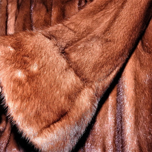 Mink fur used short brownish red, size S
