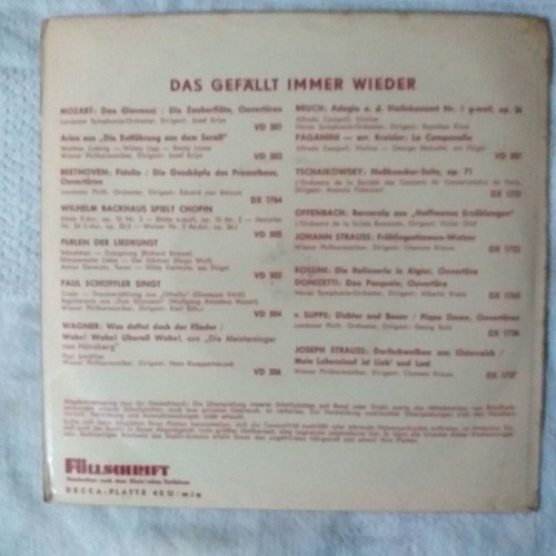 Collectible 45 RPM records used, classical music, set of 3