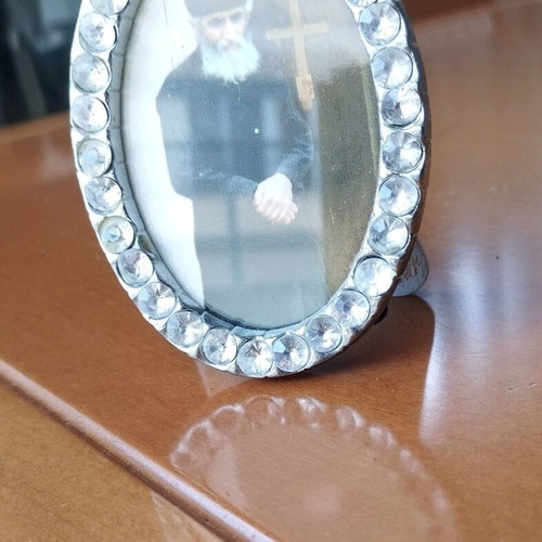 Small oval frame with Saint Paisios crystals new