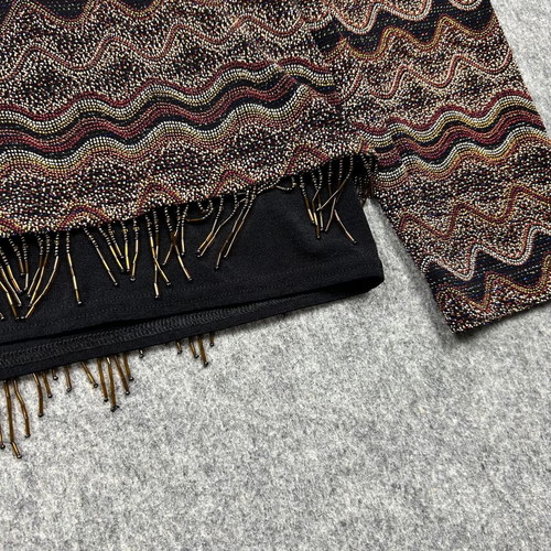 Joseph Ribkoff blouse with zigzag pattern and fringes, like new, size 12 CAN/10 US