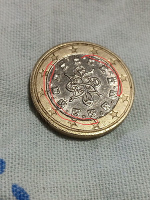 1 euro coin Portugal 2009 used with errors