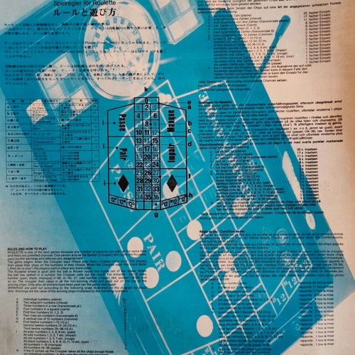 Retro tabletop roulette set used with chips and box