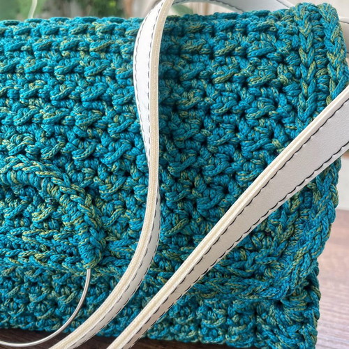 Handmade knitted bag Aegean Breeze new, crossbody, multicolor