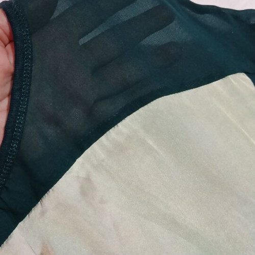 Bershka blouse S used, dark cypress green with front print