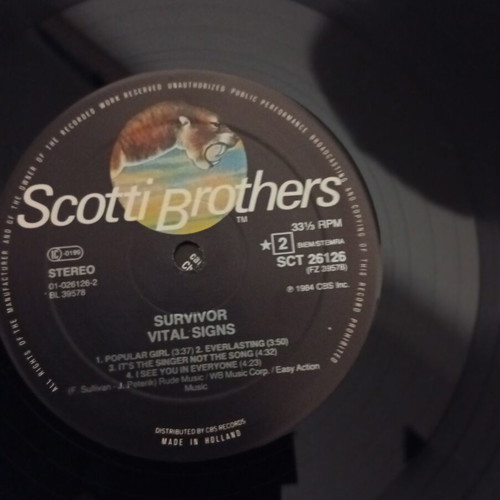 Survivor Vital Signs vinyl record 1984 near mint