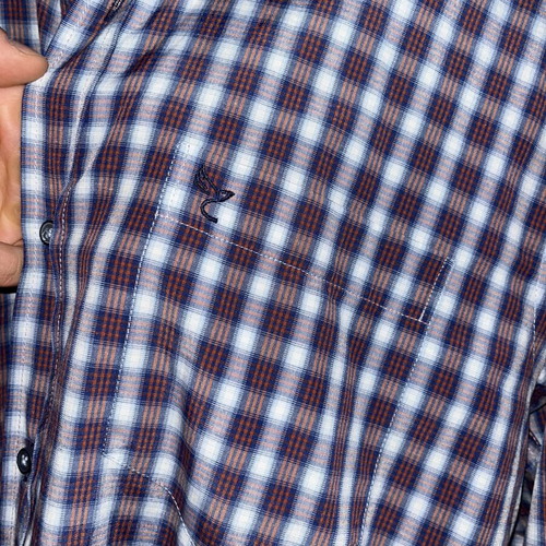 Castello checked shirt size L, white and red