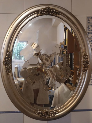 Καθρέπτης φύλλο ασημί 90x73 καινούργιος από Ιταλία