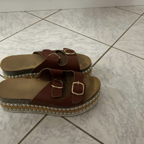 Summer slippers used, size 37, brown