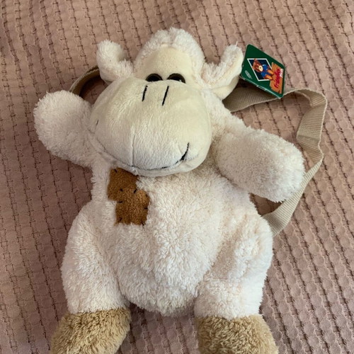 Friendlies plush backpack new, white and beige