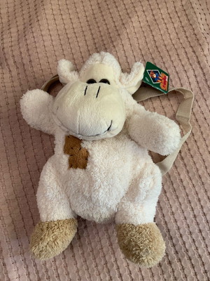 Friendlies plush backpack new, white and beige