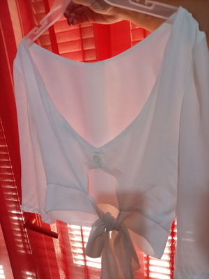 Anel modern white off-shoulder blouse, three-quarter sleeves