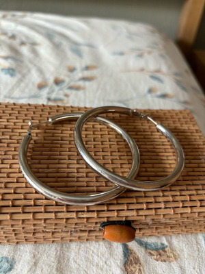Silver hoop earrings like new, thick and large
