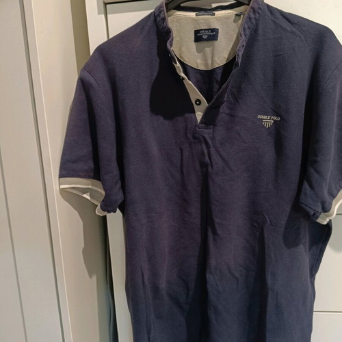 Double men's polo shirt XL used, blue with faded color