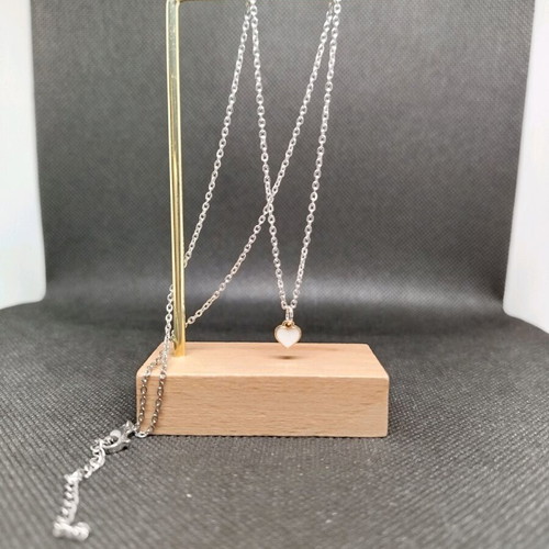 Handmade stainless steel necklace with heart pendant and extension, new