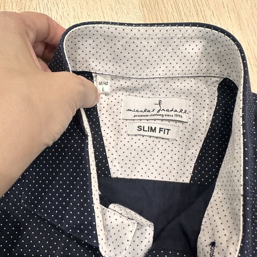 Nicolas Frattel Slim Fit Shirt size L like new, dark blue with white pattern