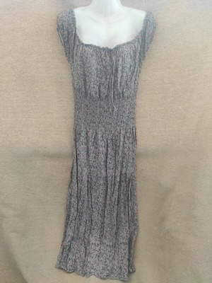 Maxi floral dress with fitted smocked bust used, comfortable romantic