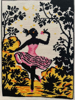 Handmade textile artwork with ballerina design