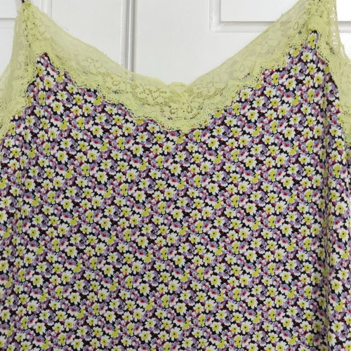 Lingerie printed top with lace, gift baby pink
