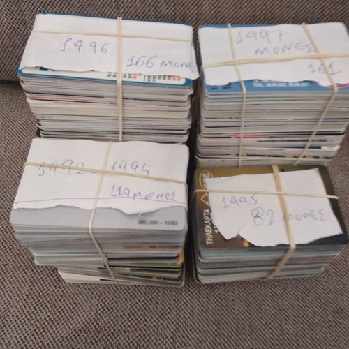 Phone cards used, pack of 1660 single cards from 1992 to 2011