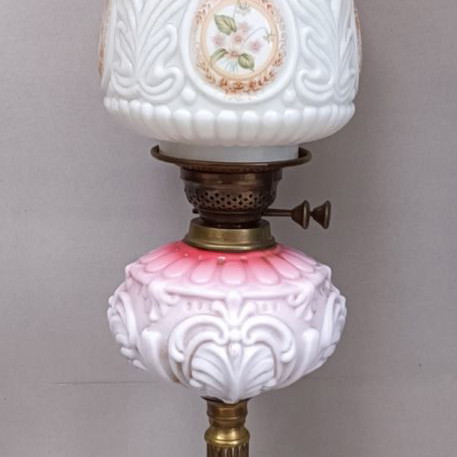 Prewar lamp with beautiful pink opaline