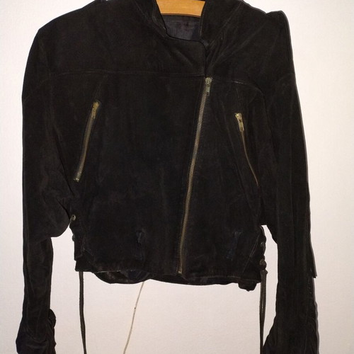 Vintage western jacket used, leather suede with fringes