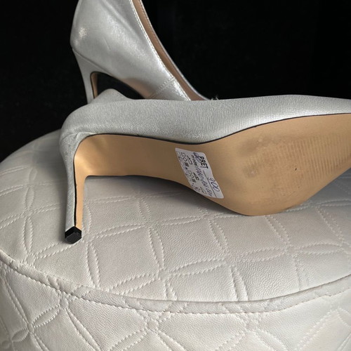 Silver high heels new with piercing, leather, size 38