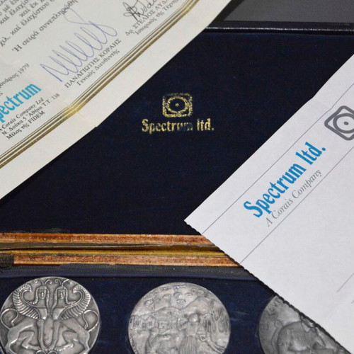 Set of 7 Silver Medals Crete 70 Years Union 999 Fine Silver Spectrum 1979